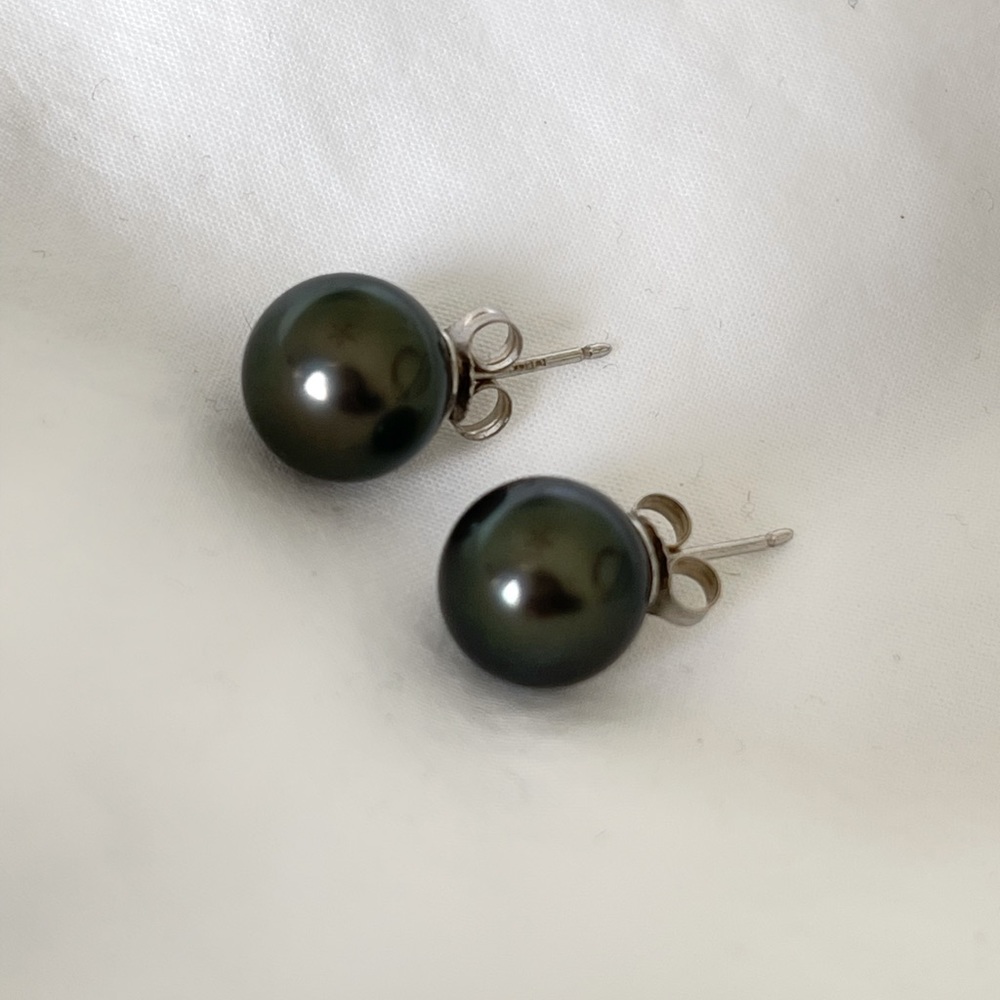 Tahitian Pearl Stud Earrings - 9mm
